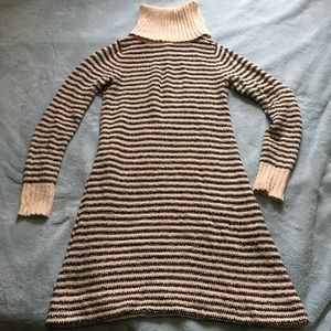 Striped Turtleneck Sweater Dress